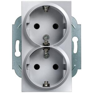 DELTA miro Doppel-Schuko-Steckdose 10/16A 250V mit/O.Schraubanschluss