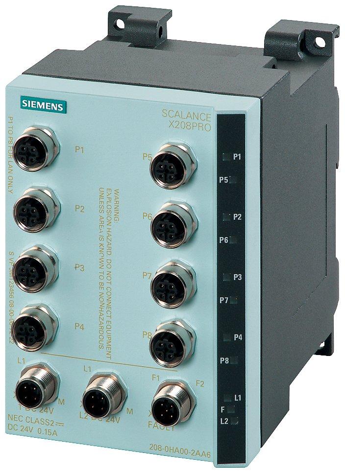 SCALANCE X208PRO managed IE Switch 8x10/100MBit/s M12-Ports, IP65/67