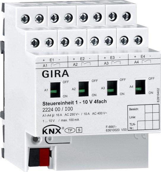 KNX Steuereinheit 1–10V 4-fach mit Handbetätigung