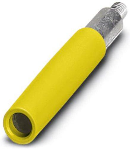 Prüfsteckerbuchse Messing 6x6mm Stiftdurchmesser 4,1mm gelb