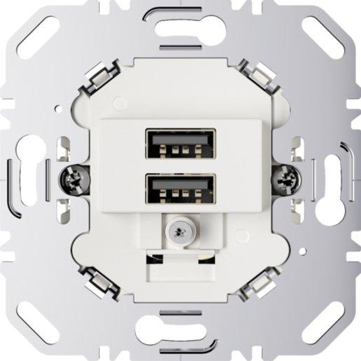 USB-Ladesteckdose 230 V 2-fach mit Tragring eckig polarweiß matt