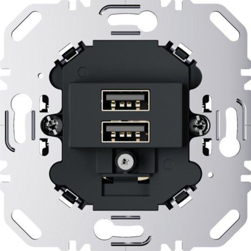 USB-Ladesteckdose 230 V 2-fach mit Tragring eckig anthrazit matt