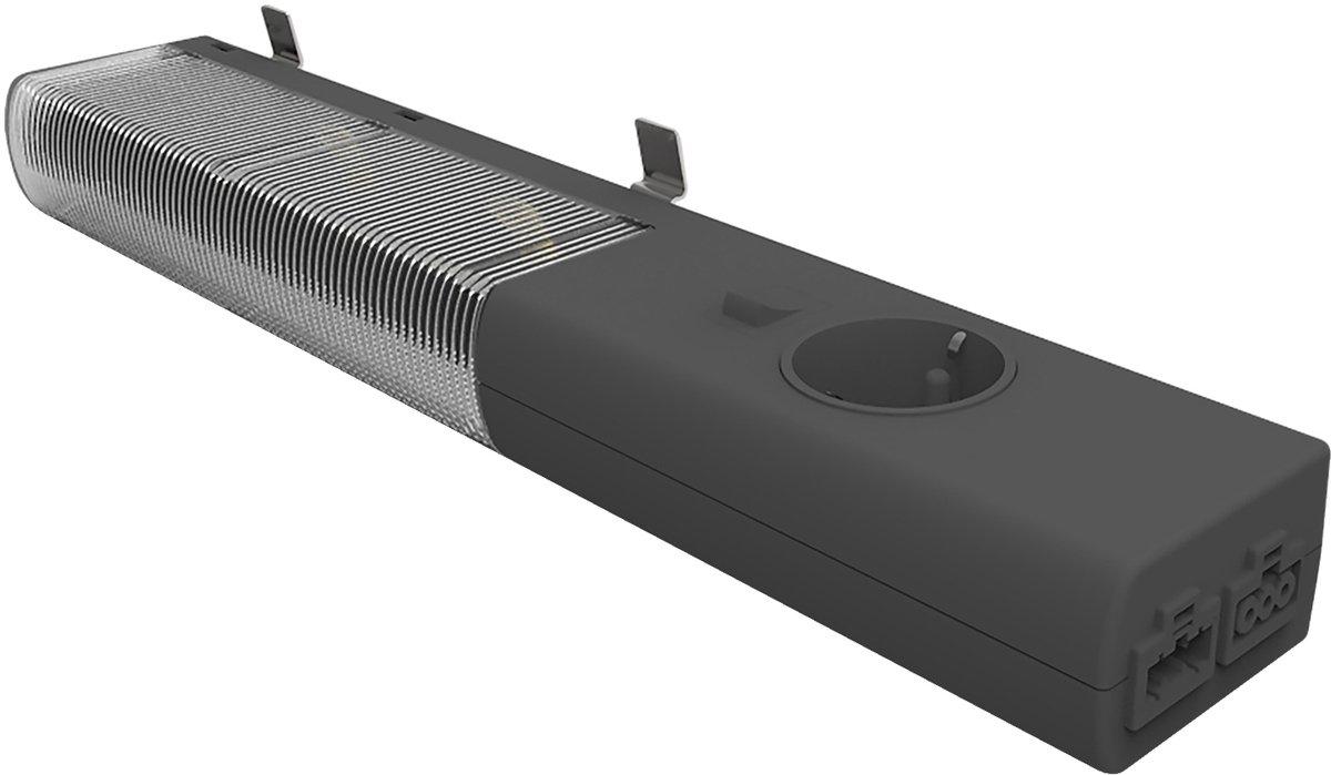 LED leuchte mit VDE-FR mit STECKDOSE 10W 230V AC 640lm 4000K 372x63x40mm