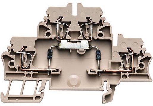 Reihenklemme ZDK 2.5/D/4 500V HS 35mm Federzuganschluss beige