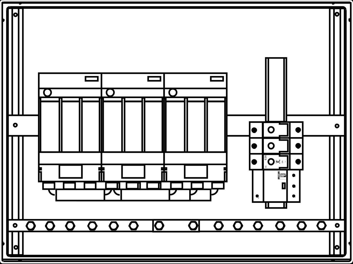 Hauptsicherungskasten 3xGr.00 600x450x165 mm