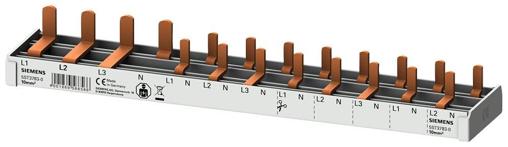 Stiftsammelschiene Kompaktgeräte in 1TE - 10 mm², 1x FI 3P+N + 8x Kompakt 12 TE