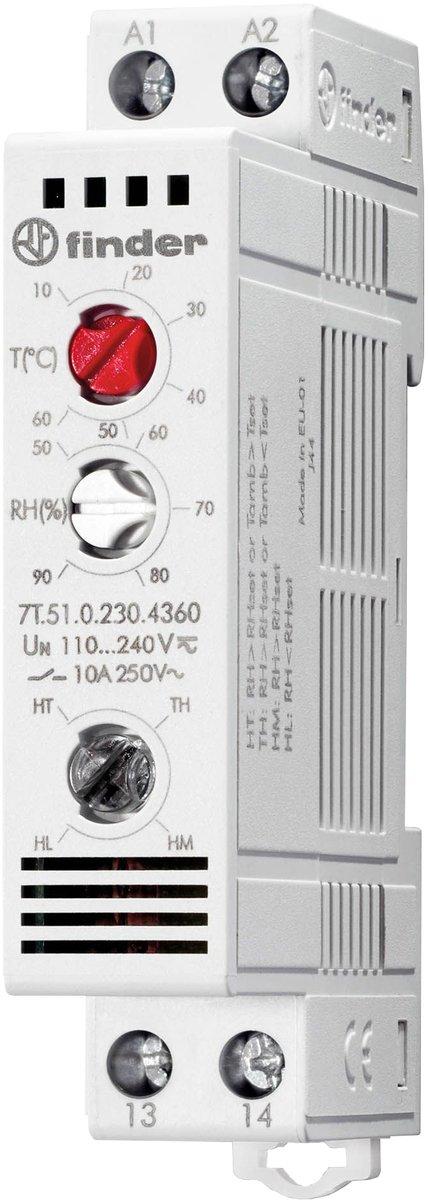 Elektrischer Thermo- / Hygrostat für Schaltschrankeinbau 1TE - 1S / 10 A LED