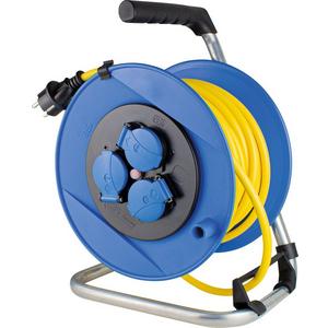 Kabeltrommel blau IP44 mit 50m AT-N07V3V3-F 3G1,5 3 Schukosteckdosen