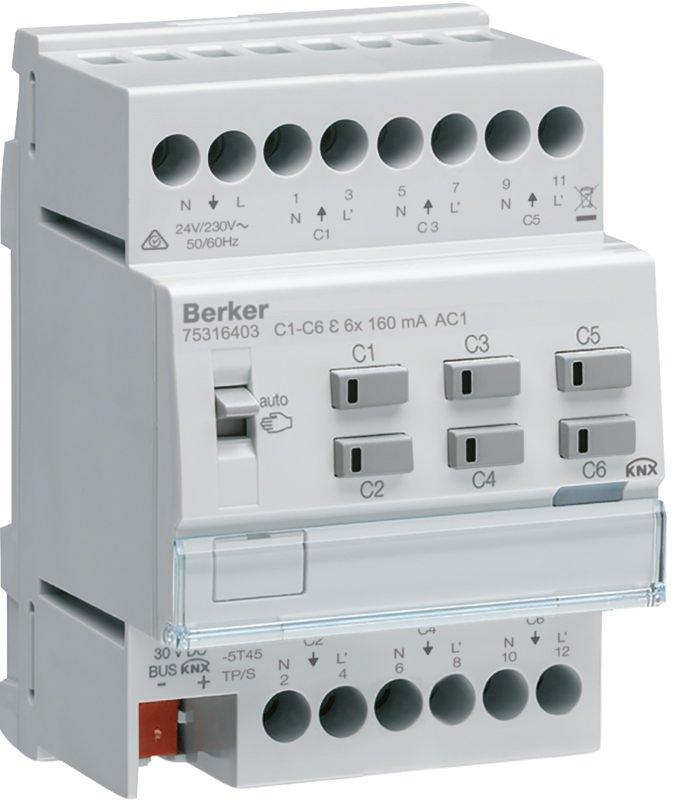 KNX Heizungsaktor 6fach Triac mit Regler 24 V/230 V AC mit Schraubklemmen