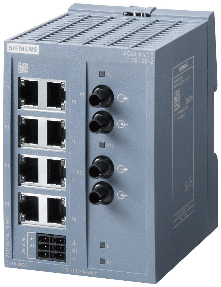 SCALANCE XB108-2 unmanaged IE Switch 8x 10/100 Mbit/s 2x 100 Mbit/s Multim. BFOC