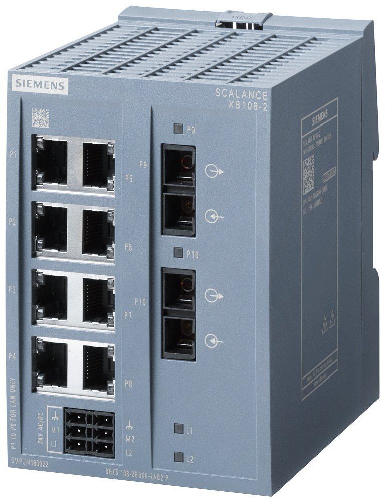 SCALANCE XB108-2 unmanaged IE Switch 8x 10/100 Mbit/s 2x 100 Mbit/s Multimode SC