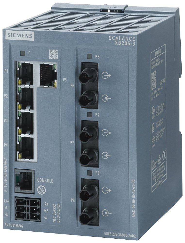 SCALANCE XB205-3 managed Layer 2 IE Switch 5x 10/100 Mbit/s 3x MM FO ST-Port