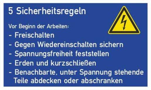 Gebotsschild 5 Sicherheitsregeln Kunststoffschild zur Kennzeichnung