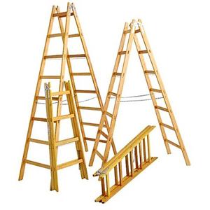 Holz Doppelleiter mit 8 Sprossen