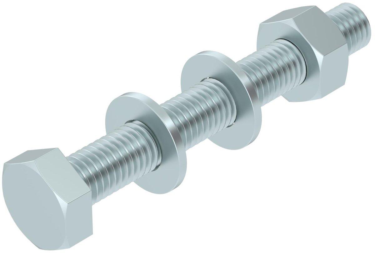 Sechskantschraube Mutter Scheiben+Fächerscheibe M10x80 St F