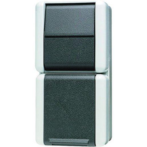 SCHUKO-Steckdose 16&nbsp;A&nbsp;250&nbsp;V&nbsp;~ Wippschalter 10&nbsp;AX&nbsp;250&nbsp;V&nbsp;~ Klappdeckel