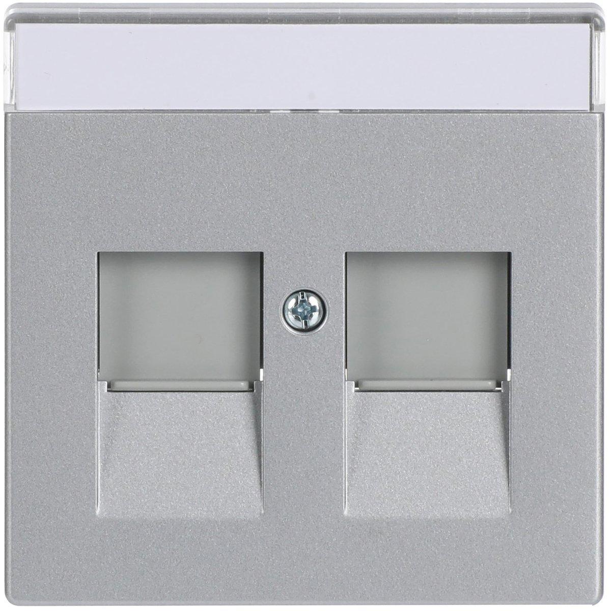 Zentralscheibe Modular-Jack 2-fach mit Beschriftung alusilber - Plattform 63