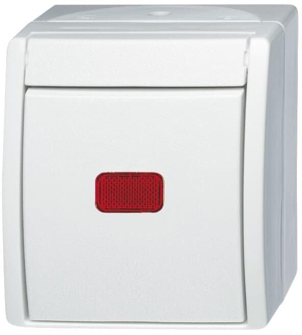 Wippkontrollschalter Aus- und Wechselschaltung mit Glimmlampe alpinweiß - ocean