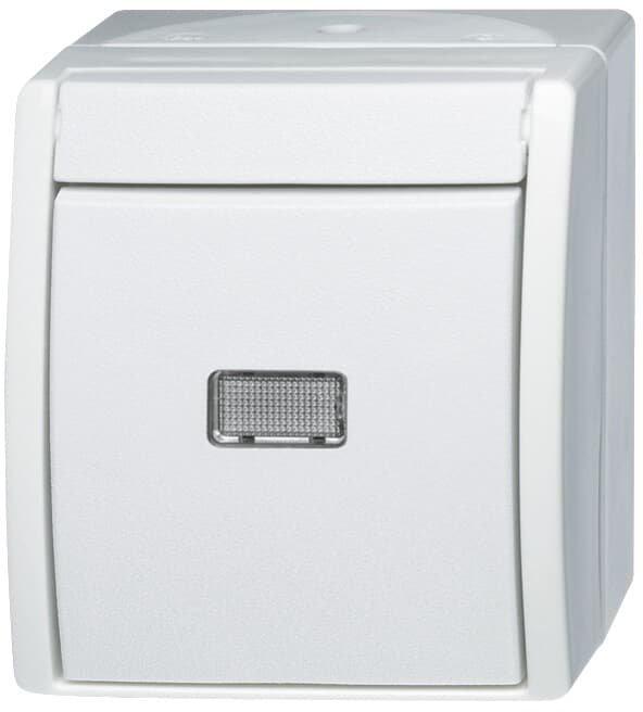 Wippschalter Aus- und Wechselschaltung mit Glimmlampe alpinweiß - ocean