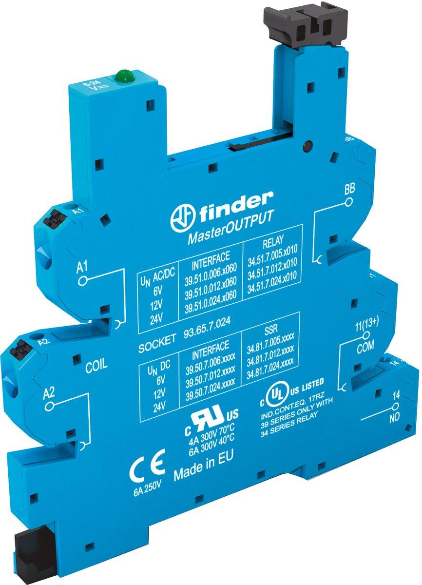 Fassung mit Push-In-Klemmen für Relais 34.51 oder 34.81 für 6/12/24 V DC