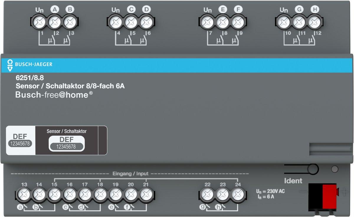 Sensor/Schaltaktor 8/8-fach Busch-free@home REG-Aktoren