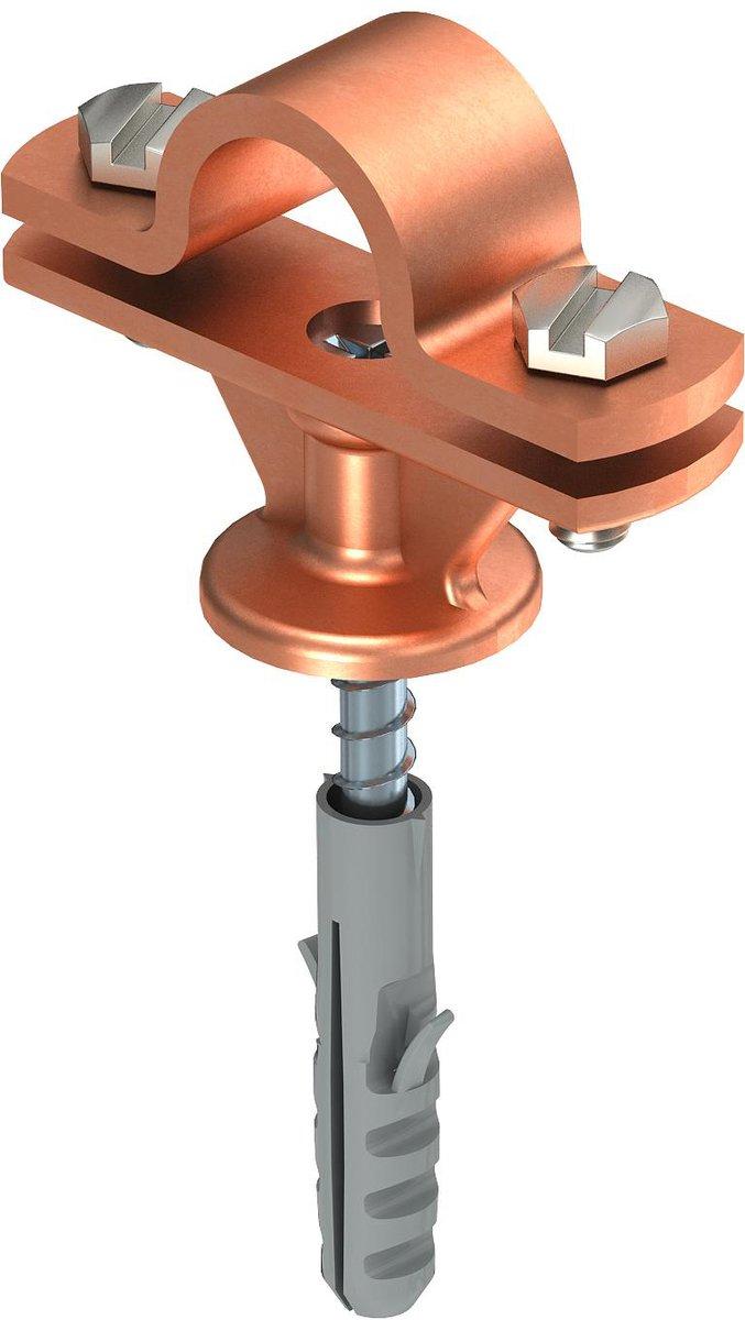 Stangenhalter mit Holzschraube + Dübel 16mm Zn Cu