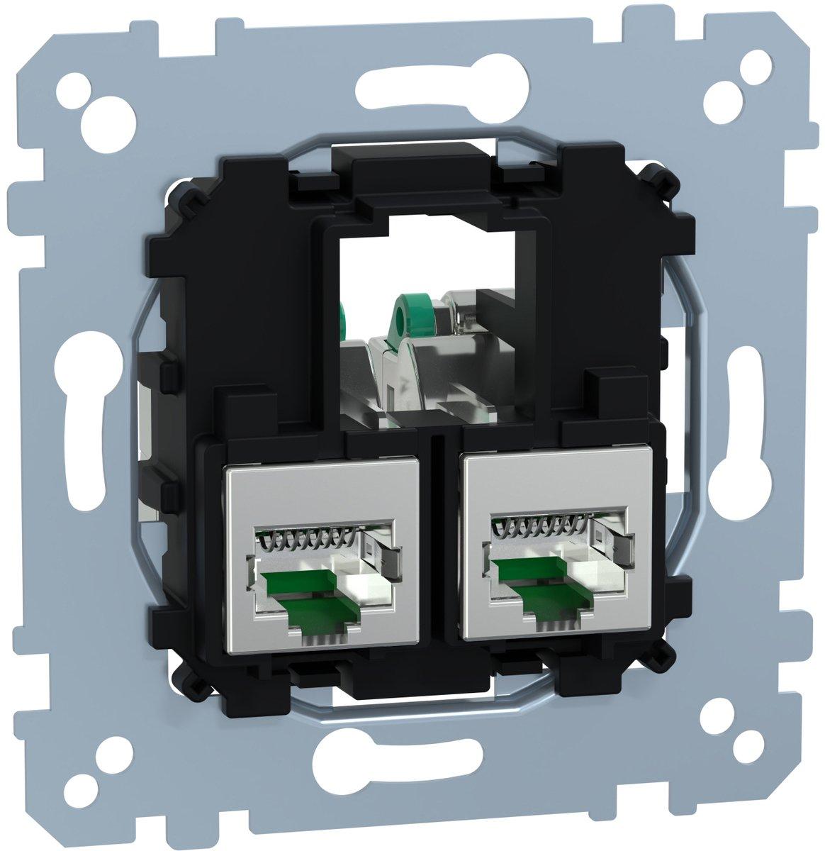 Tragplatte 2-fach mit Anschlußmodul Schneider Electric Actassi RJ45 Cat6A STP
