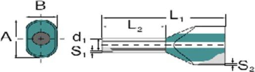 Aderendhülse isoliert 16 mm² Kragendurchmesser (D2): 8.8 mm