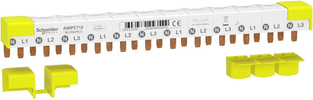 Acti9 Kammschiene GELB 3+N für 80 A - 12 Module