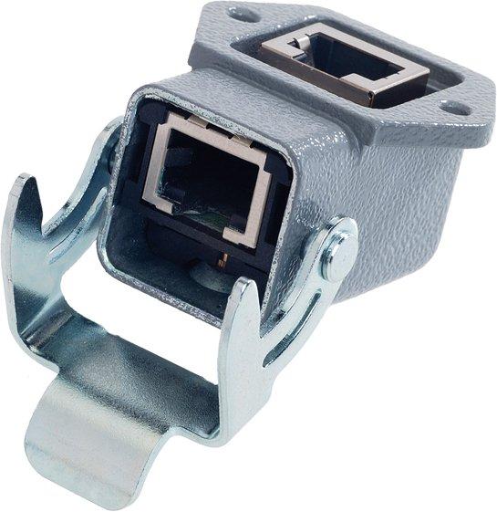 Steckverbinder RJ45 Cat5 - 8 Kontakte Baugröße Han 3 A gewinkelt IP65 IP67