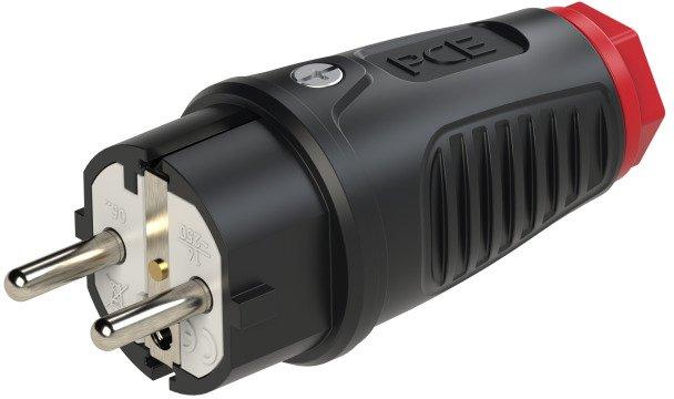 Taurus2 Gummistecker schwarz/rot 16A IP54 2-fach Schutzleitersystem
