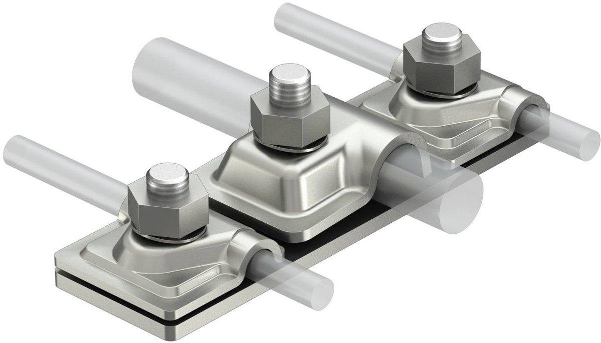 Anschlussplatte für zwei isCon-Leitungen 16x8-10mm V2A 1.4301