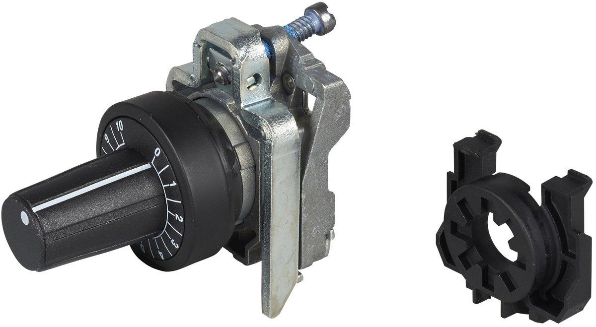 Potenziometer+Befestigungsflansch 22mm DM schwarz Achslänge 6mm