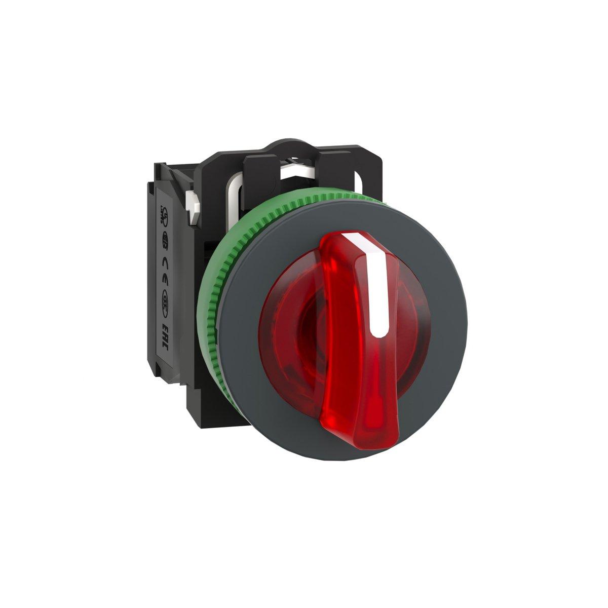 Leuchtwahlschalter flacher Einbau Kunststoff rot 30 mm 110V Schutzart IP69K