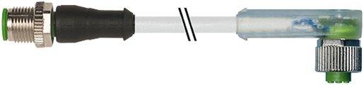 M12 Stecker gerade auf M12 Buchse gewinkelt LED 4-polig 4x0,34mm² 2m