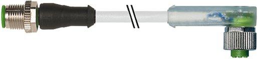 M12 Stecker gerade auf M12 Buchse gewinkelt LED 4-polig 4x0,34mm² 1m