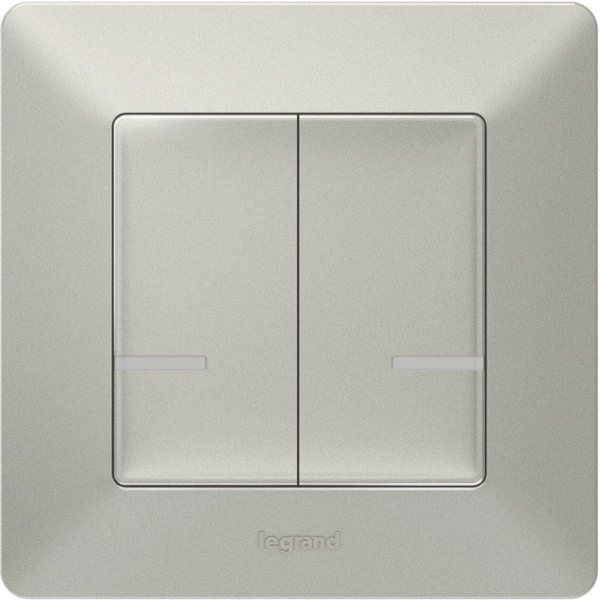 Funk-Wandsender Licht 2-fach Valena Life with Netatmo Aluminium