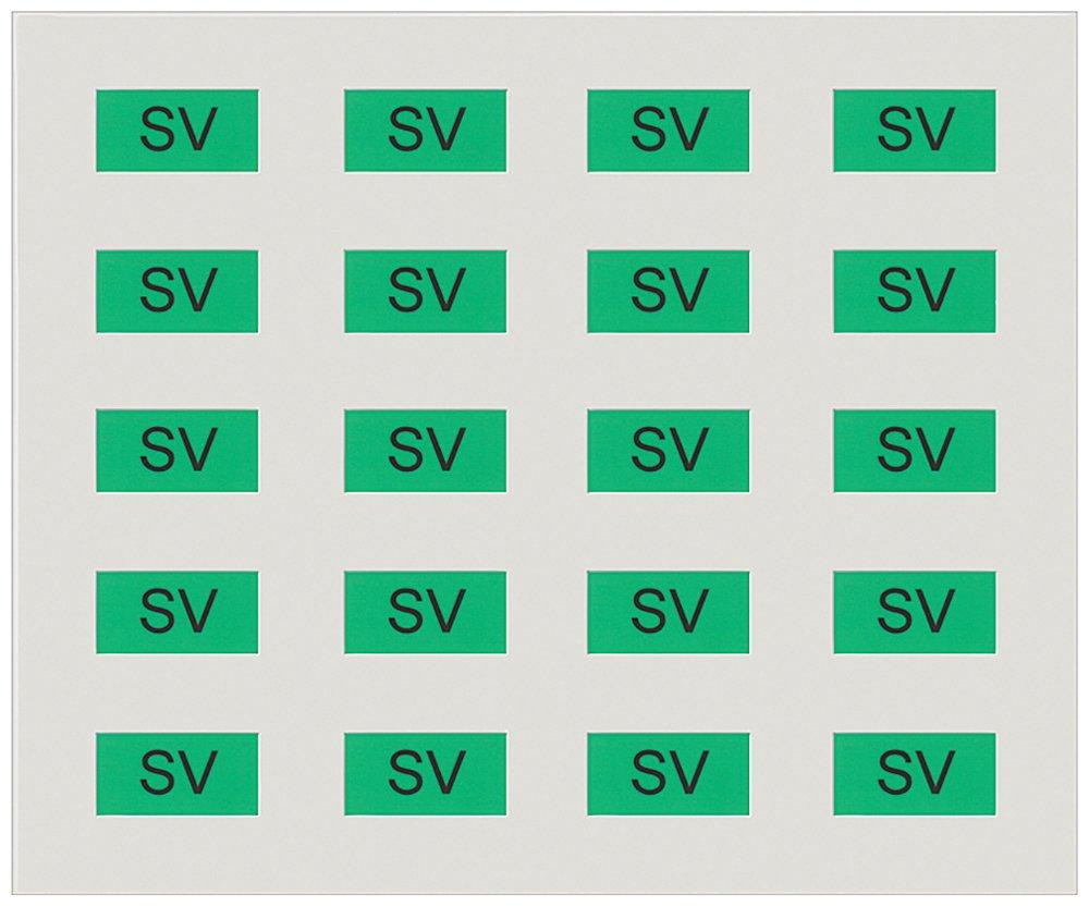 Beschriftungsbogen mit 20 Klebeschildern in grün zur Kennzeichnung von Schuko