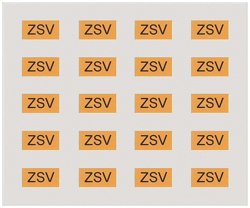 Beschriftungsbogen mit 20 Klebeschildern in orange zur Kennzeichnung von Schuko