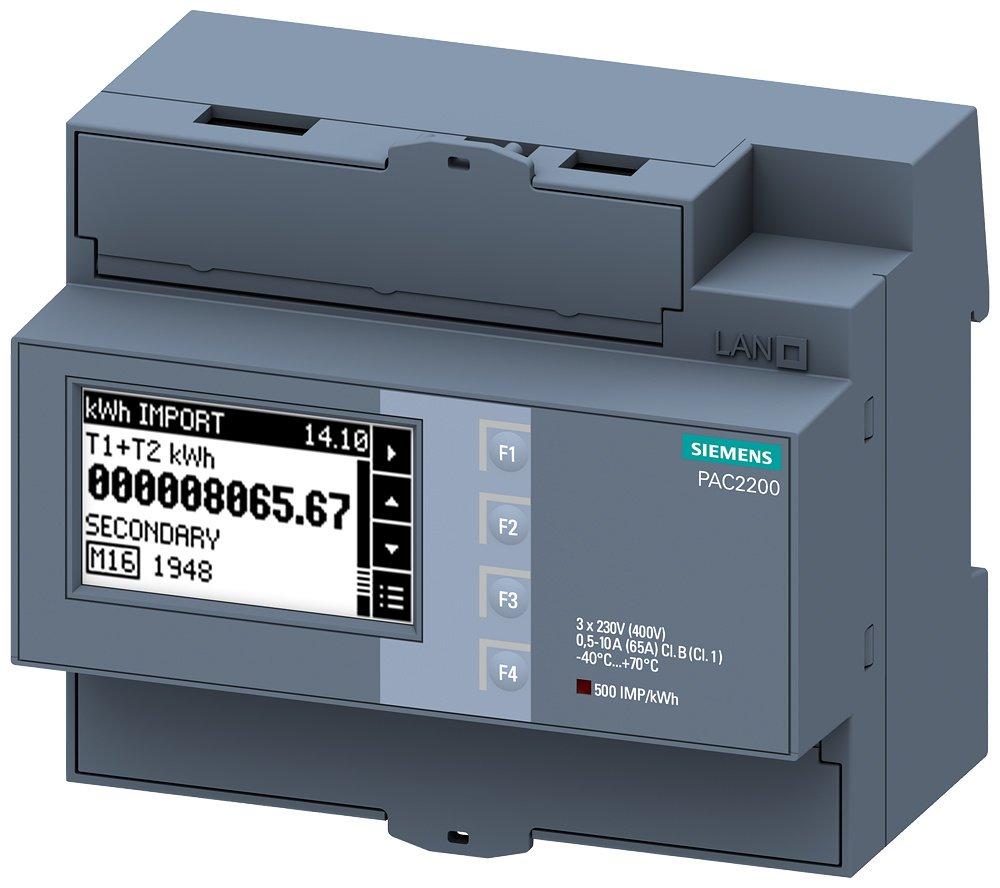 SENTRON Messgerät 7KM PAC2200 LL: 400 V / LN: 230 V / 65A 3-ph Modbus RTU + MID