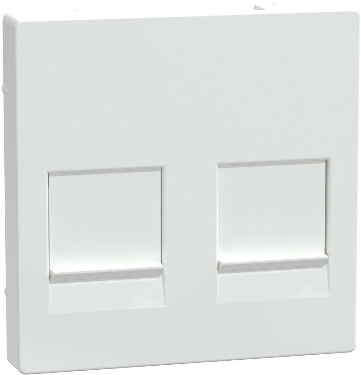 Zentralplatte Modular Jack 2-fach mit Staubschutzs. aktivweiß glänzend System M