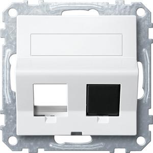 Zentralplatte Schrägausführung 2-fach für Modular Jack polarweiß glänzend