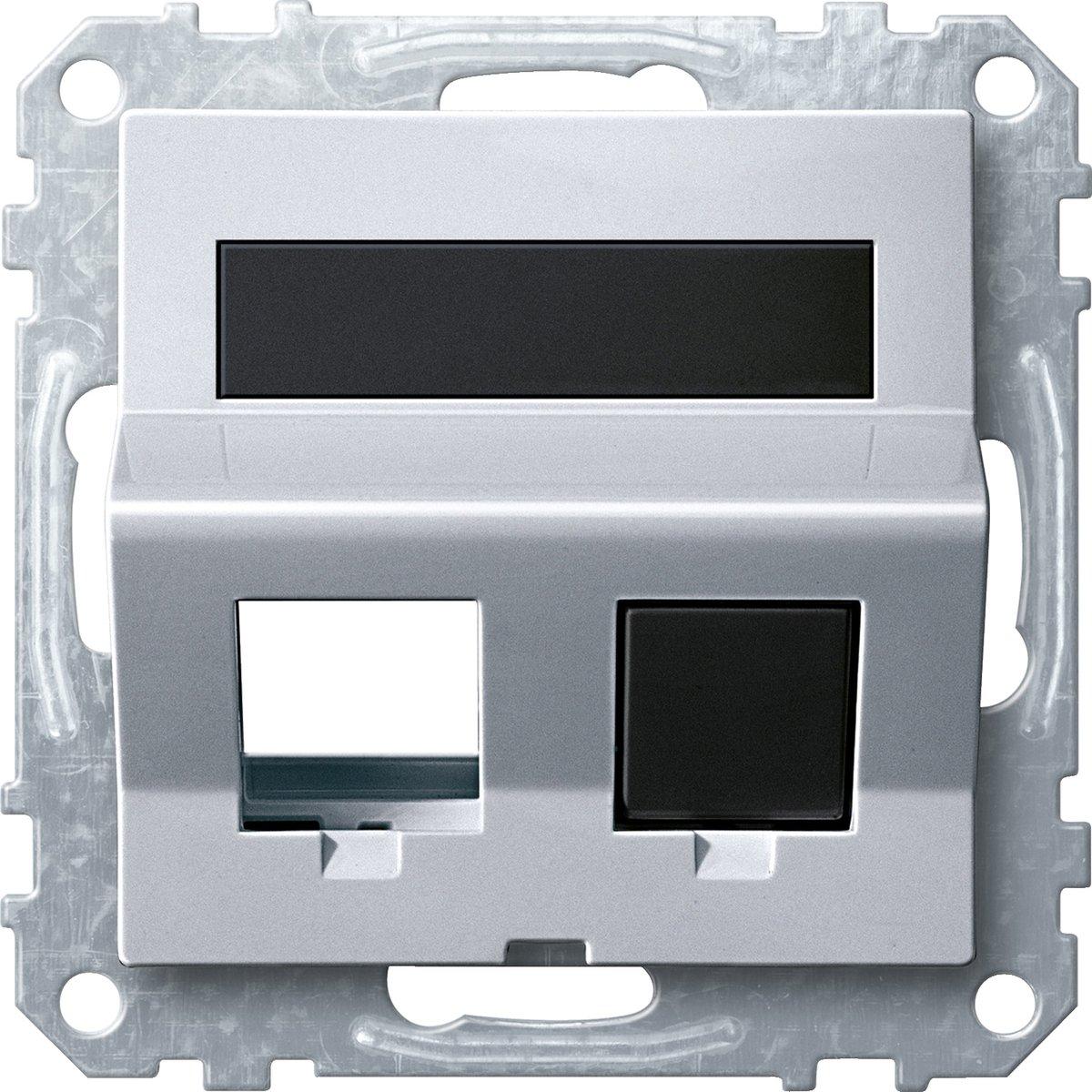 Zentralplatte Schrägausführung 2-fach für Modular Jack Aluminium