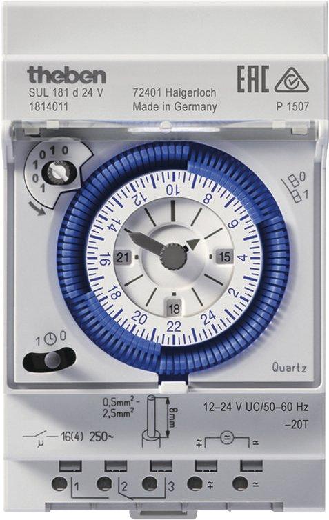Reiheneinbau-Zeitschaltuhr 24 Std. Gangreserve 12-24 V UC