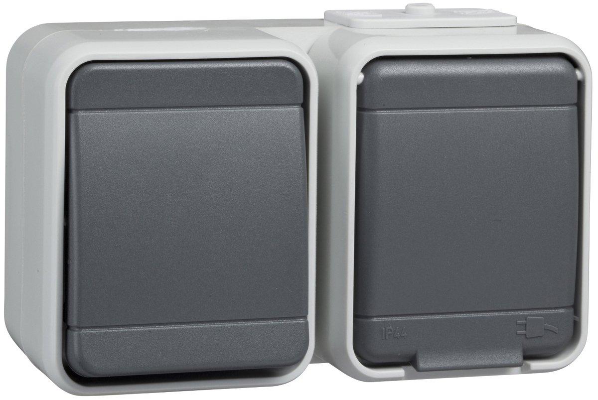 Universal-Schalter 10/16A 2-fach Steckklemme grau