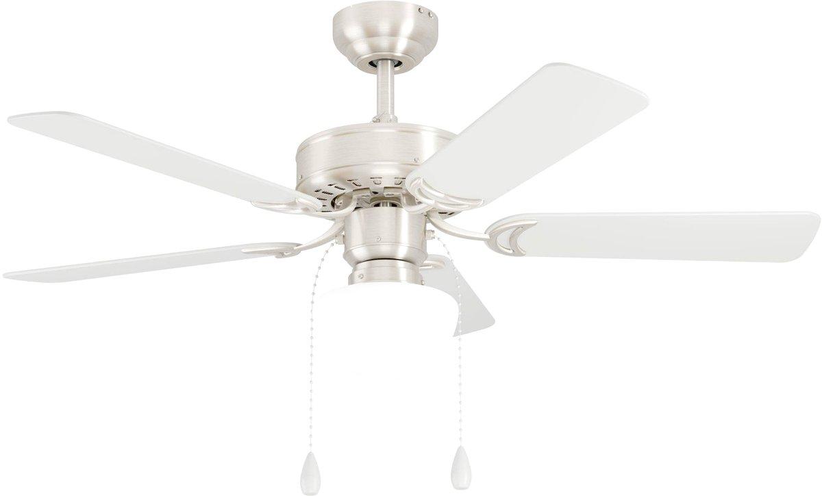 CADIZ Deckenventilator 55W AC Ø1066mm 1xE27 max. 40W nickel-mt./Eiche mit Licht