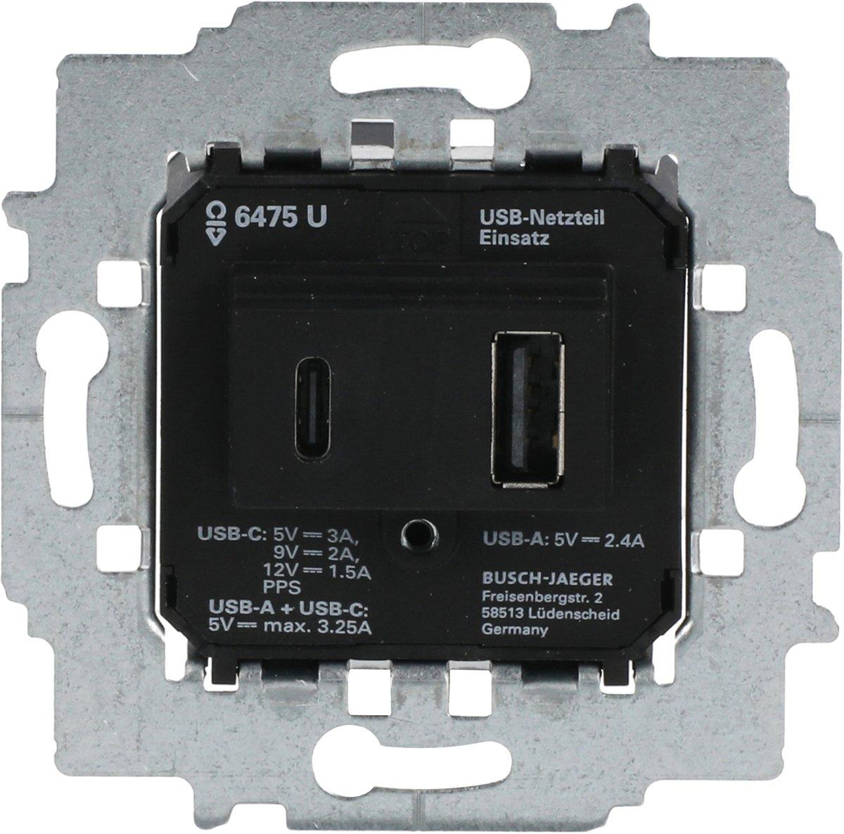 Netzteil Einsatz mit USB A/C anthrazit