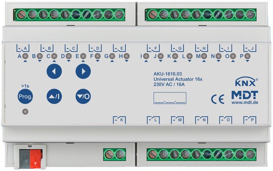 KNX Universalaktor 16-fach 8TE REG 16&nbsp;A 230&nbsp;V&nbsp;AC 100&nbsp;µF 15 EVG