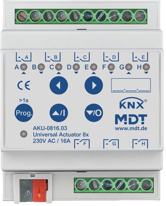 KNX Universalaktor 8-fach 4TE REG 16&nbsp;A 230&nbsp;V&nbsp;AC 100&nbsp;µF 15 EVG