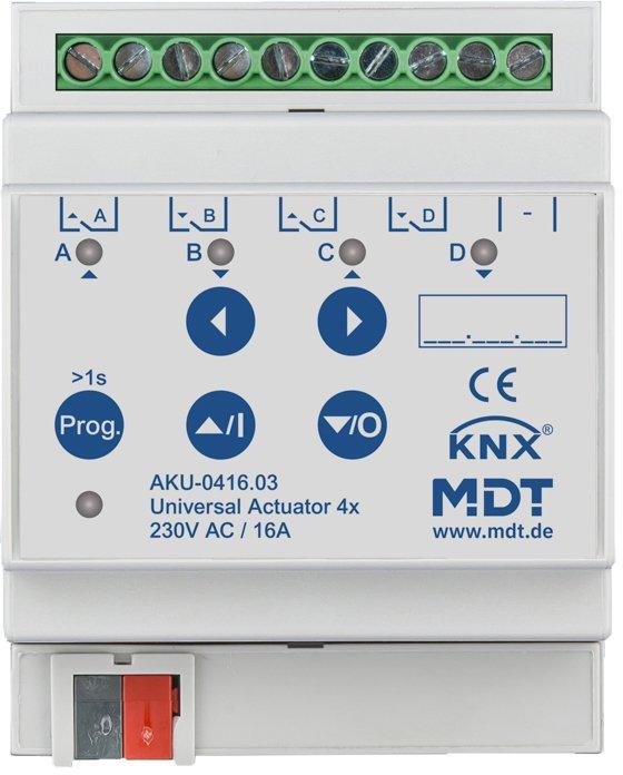 KNX Universalaktor 4-fach 4TE REG 16&nbsp;A 230&nbsp;V&nbsp;AC 100&nbsp;µF 15 EVG